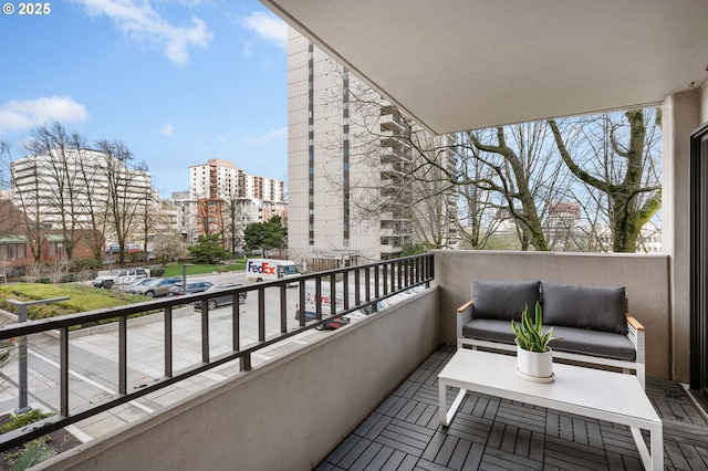 balcony with a city view