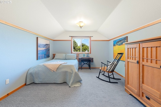 66020 Meissner Rd, Deer Island, OR 97054 - carpeted bedroom featuring lofted ceiling and baseboards