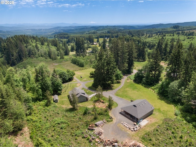 66020 Meissner Rd, Deer Island, OR 97054 - drone / aerial view of a heavily wooded area and a mountainous background