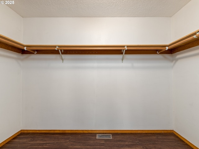 walk in closet featuring visible vents and wood finished floors