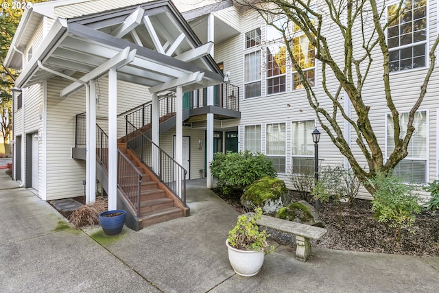 exterior space featuring a garage