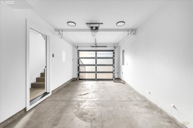 garage with a garage door opener