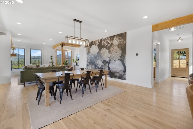 25053 Larson Rd, Monroe, OR 97456 - dining space featuring light wood finished floors and recessed lighting