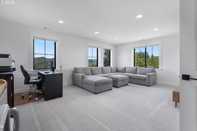 25053 Larson Rd, Monroe, OR 97456 - living area featuring carpet flooring, recessed lighting, and an office area