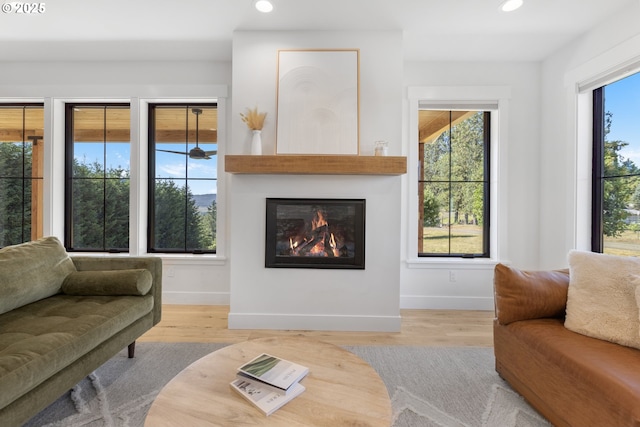 25053 Larson Rd, Monroe, OR 97456 - living area featuring recessed lighting, wood finished floors, and a large fireplace