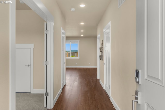 1803 35th Ave, Forest Grove, OR 97116 - hall with recessed lighting, dark wood-type flooring, and baseboards