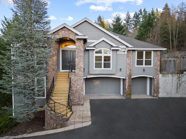 view of front of property with a garage