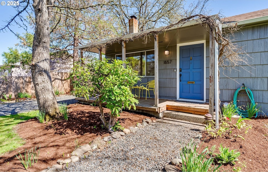 1657 Mckinley St, Eugene, OR 97402 - doorway to property featuring a chimney