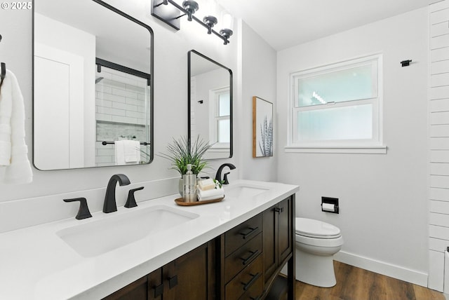 7631 SE Thompson Rd, Milwaukie, OR 97222 - full bath featuring double vanity, wood finished floors, and a shower