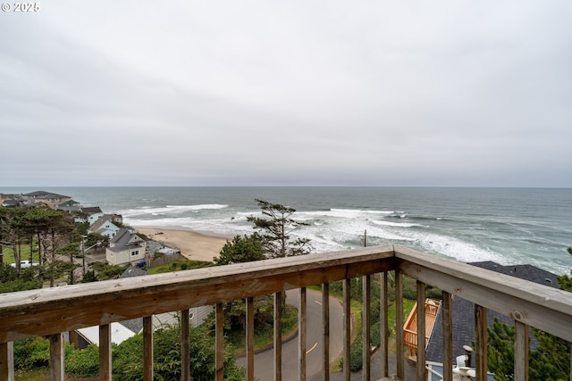 view of water feature featuring a beach view