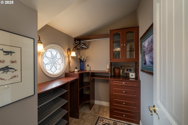 interior space with vaulted ceiling