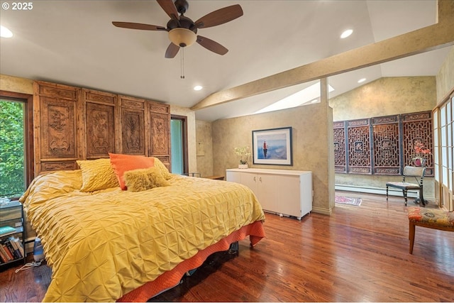 bedroom featuring wood finished floors and recessed lighting