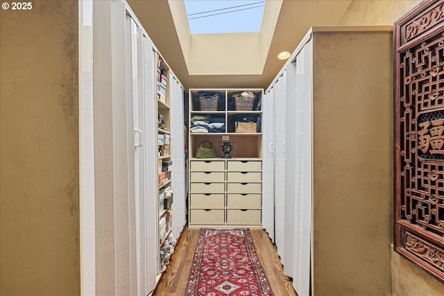 walk in closet featuring wood finished floors