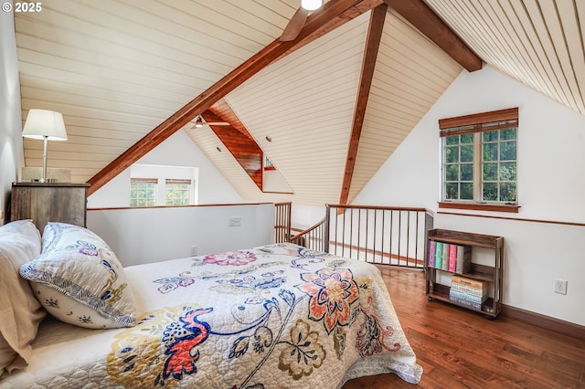 6209 SE 13th Ave, Portland, OR 97202 - bedroom with hardwood / wood-style flooring, wooden ceiling, and baseboards