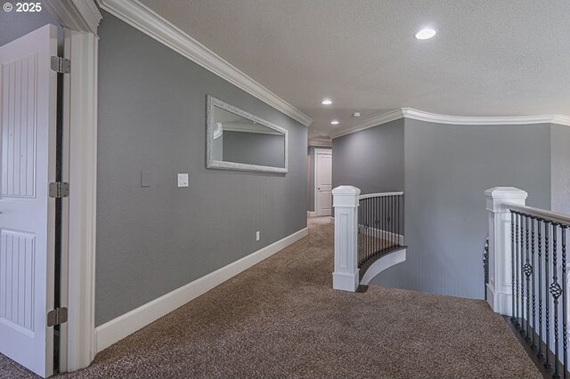 2021 Pikes Pass Ct, Salem, OR 97306 - corridor with carpet, an upstairs landing, crown molding, recessed lighting, and baseboards