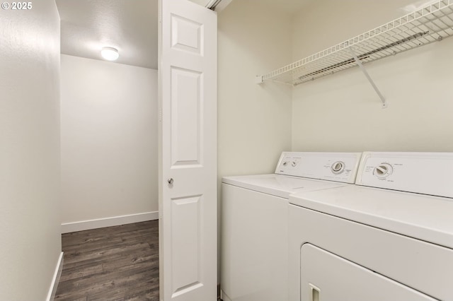 17532 NW Springville Rd Unit D8, Portland, OR 97229 - laundry area with washer and dryer and dark wood-type flooring