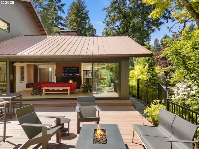 2930 NW Quimby St, Portland, OR 97210 - deck with an outdoor living space with a fire pit