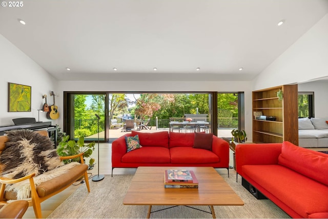 2930 NW Quimby St, Portland, OR 97210 - living area with plenty of natural light, recessed lighting, and high vaulted ceiling