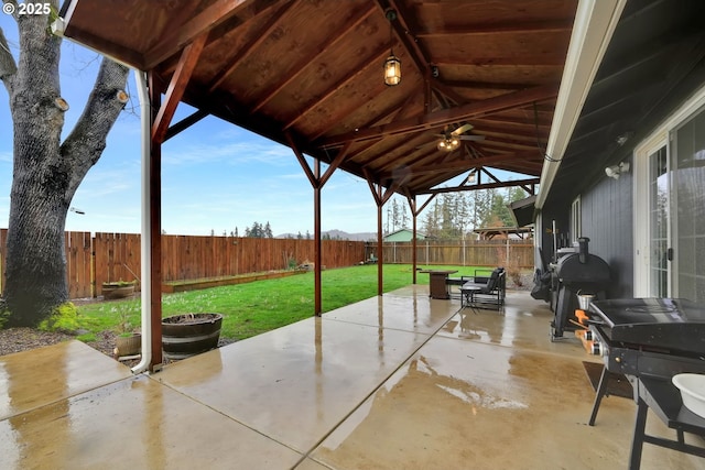 view of patio / terrace with a fenced backyard and grilling area