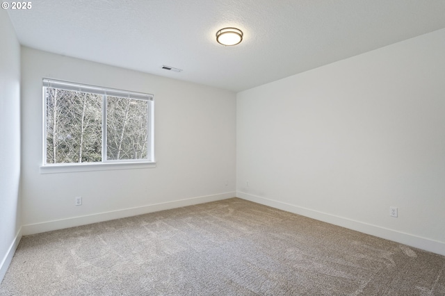 unfurnished room with carpet floors and a textured ceiling