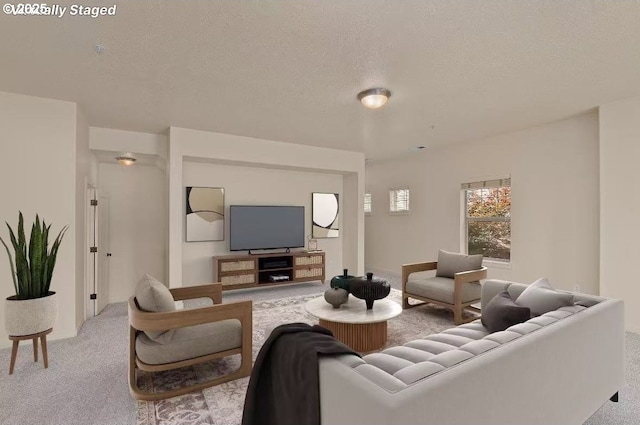 608 NE Adwick Dr, Beaverton, OR 97006 - carpeted living area with a textured ceiling