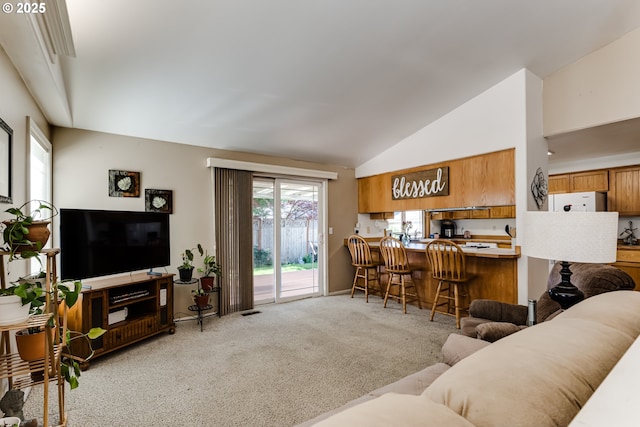 1278 Winery Ln, Eugene, OR 97404 - carpeted living area featuring lofted ceiling