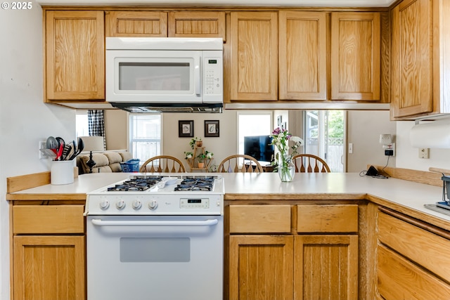 1278 Winery Ln, Eugene, OR 97404 - kitchen featuring white appliances, a peninsula, and light countertops