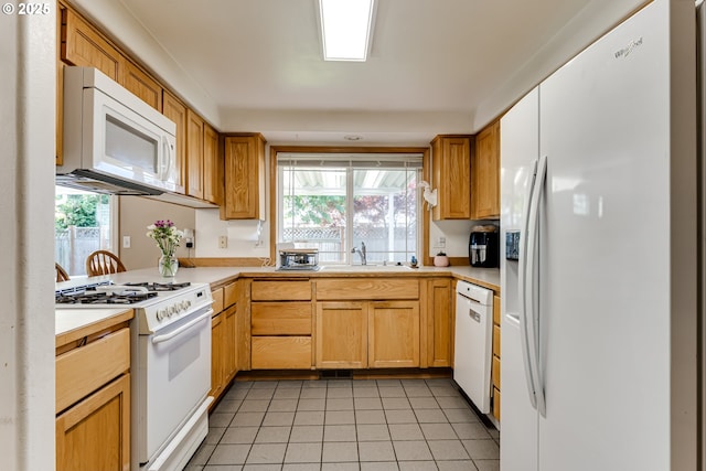 1278 Winery Ln, Eugene, OR 97404 - kitchen with white appliances, light tile patterned flooring, and light countertops