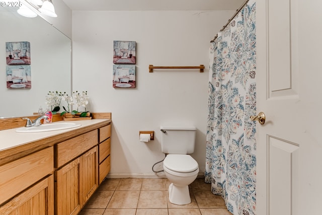 1278 Winery Ln, Eugene, OR 97404 - full bathroom with vanity, tile patterned flooring, toilet, and a shower with curtain
