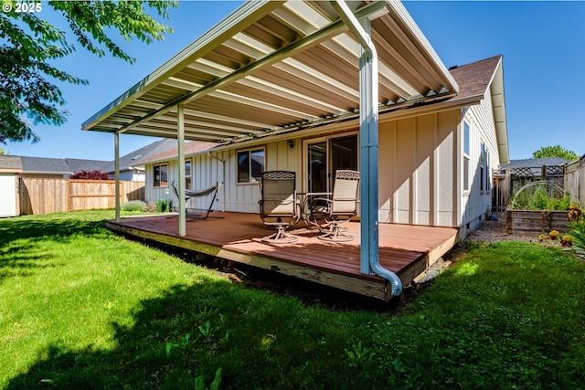 1278 Winery Ln, Eugene, OR 97404 - back of property featuring board and batten siding, a wooden deck, and roof with shingles