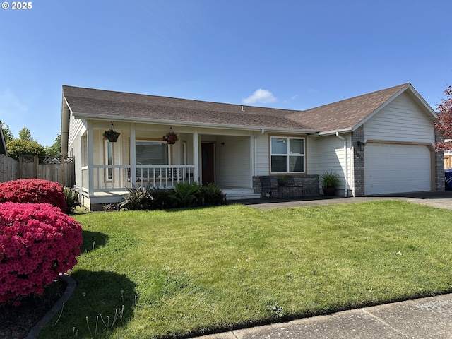 1278 Winery Ln, Eugene, OR 97404 - view of front facade featuring covered porch, a garage, roof with shingles, and asphalt driveway