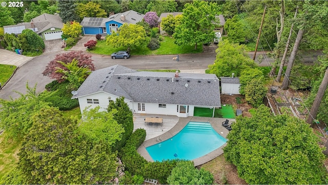 4242 SW Admiral St, Portland, OR 97221 - aerial view of property and surrounding area featuring a pool