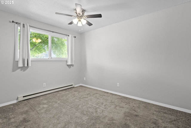4004 Ginkgo Ave, Tillamook, OR 97141 - carpeted empty room featuring baseboard heating, a ceiling fan, and baseboards