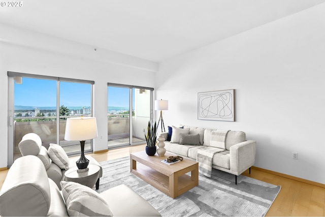 700 Washington St Unit 925, Vancouver, WA 98660 - living room featuring wood finished floors and baseboards