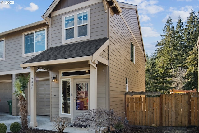 view of front of property with a garage