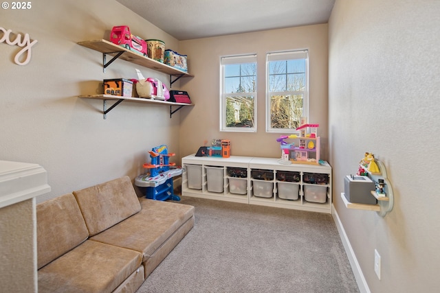 game room with carpet flooring