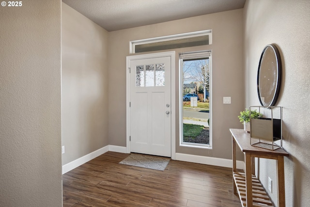 entrance foyer featuring dark hardwood / wood-style floors