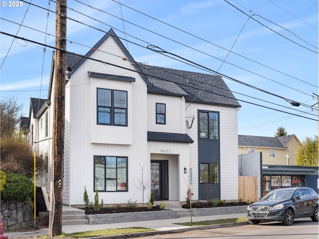 view of modern inspired farmhouse