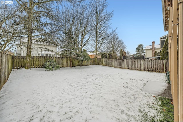 view of yard covered in snow