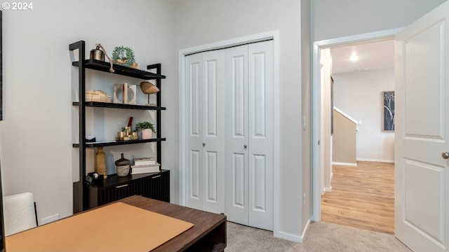 view of carpeted office space