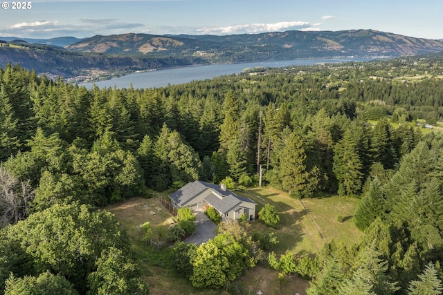 4719 Westwood Dr, Hood River, OR 97031 - aerial overview of property's location with a forest and a water and mountain view