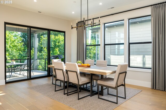 480 W U St, Washougal, WA 98671 - dining space featuring light wood-style flooring, recessed lighting, and baseboards