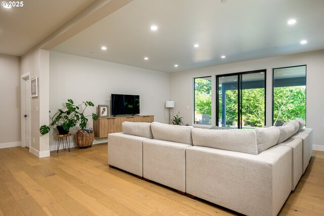 480 W U St, Washougal, WA 98671 - living room with light wood-style flooring, recessed lighting, and baseboards