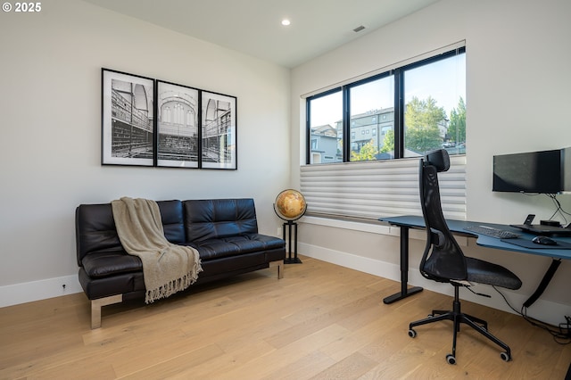 480 W U St, Washougal, WA 98671 - office space with baseboards, light wood-style flooring, and recessed lighting