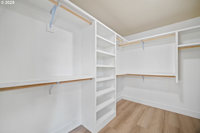 spacious closet with light hardwood / wood-style floors