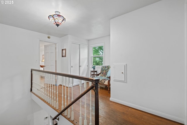 300 NE 148th Ave, Portland, OR 97230 - hall featuring an upstairs landing, baseboards, and hardwood / wood-style floors