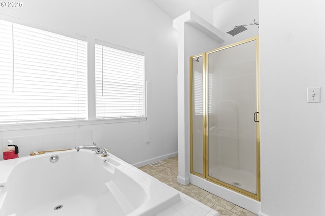16800 NW Paddington Dr, Beaverton, OR 97006 - bathroom featuring a shower stall, a garden tub, and tile patterned floors