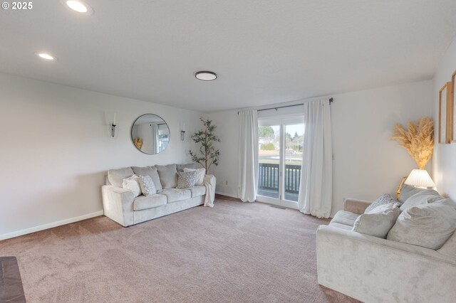 living room featuring carpet