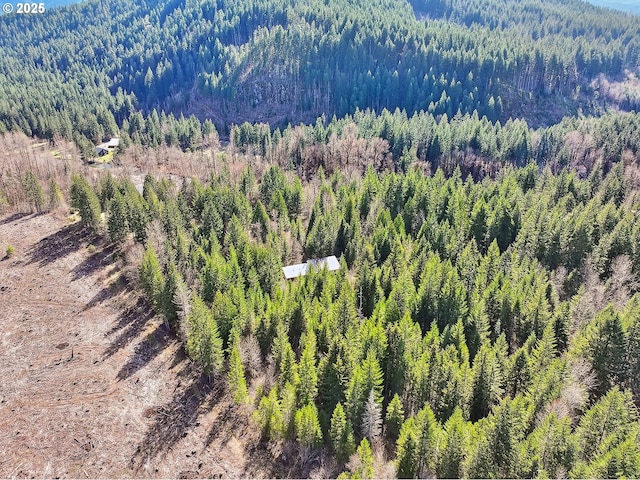 drone / aerial view of a heavily wooded area