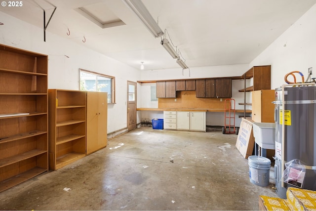 garage with secured water heater